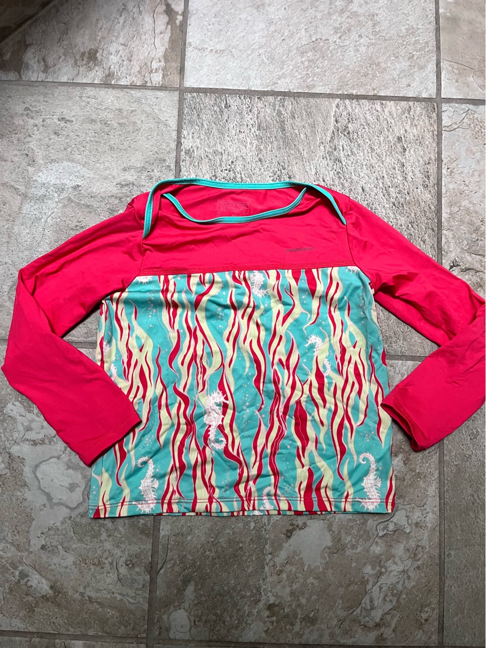 Patagonia Coral & Teal Rashguard Top